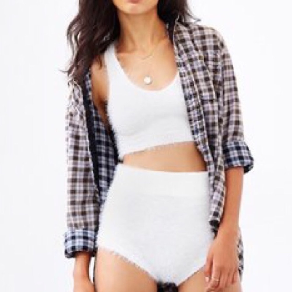 Kimchi Blue White High-Waist Cozy Shorts